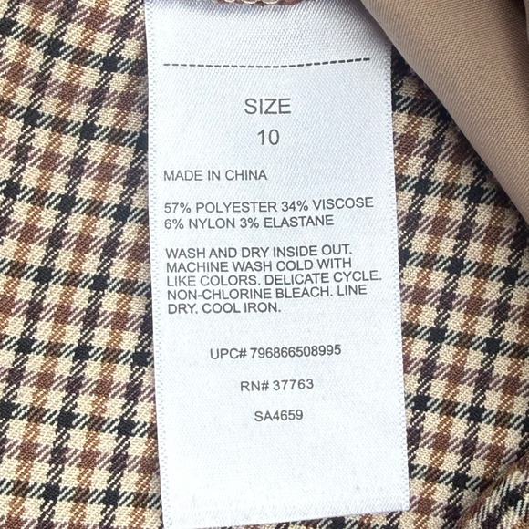 Perry Ellis Womens Slim Ankle Pants Size 10 Brown Houndstooth Stretch Dress Work - Picture 4 of 8